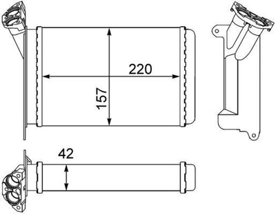 Mahle AH95000S Heater Core BMW E30 with A/C M10 B16 157x220x42 — Heater & Blower