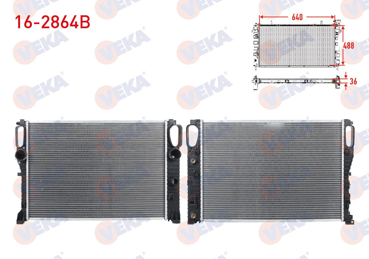 Veka 16-2864B Su Radiator Brazing Thickness 36mm Mercedes CLS (C219) CLS 350 CDI-CLS 500 A-T / M-T 2004-20 — Radiators & Fans