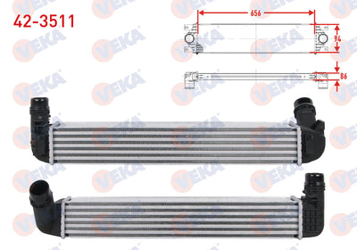 Veka 42-3511 Turbo Radiator (Intercooler) Renault Fluence (L30) 1.5 dCi 2009 — Radiators & Fans
