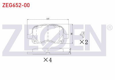 Zegen ZEG652-00 Brake Pad Front Toyota Corolla (_E11_) 1.4i 1997-2002 / Corolla (_E11_) 1.6i 1997-2002 / Corolla — Brake Pads