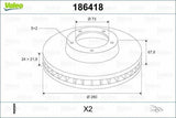 VALEO 186418 Front Brake Disc 280mm - Compatible with Ducato, Boxer, Jumper — Brake Rotors & Drums