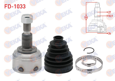 Veka FD-1033 CV Joint Left-Right Front Outer 27X24x55,9 Length 155mm Ford Focus IV 1.5 TDCi A-T 8 Speed 2018