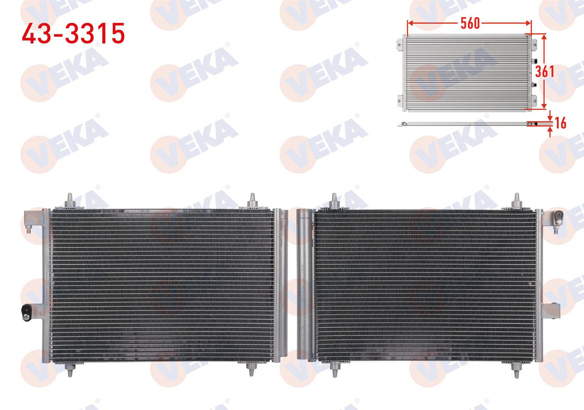 Veka 43-3315 A/C Condenser Peugeot 407 (6D) 1.6 HDi 2004 — Condensers & Evaporators