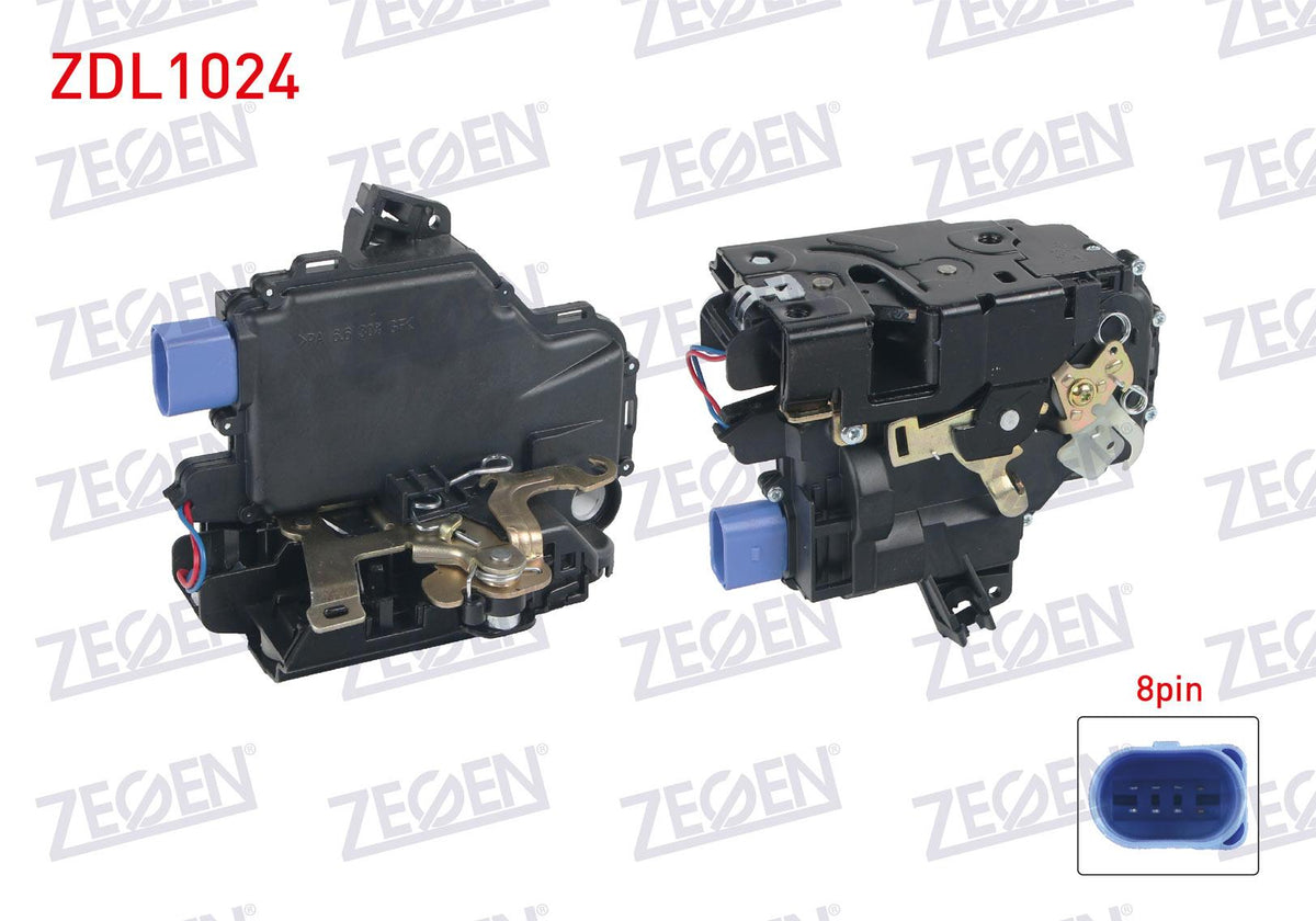 Zegen ZDL1024 Door Lock Left Front 8 Pin Volkswagen Polo 2002-2009 / Transporter V 2003-2012 / Sko — Handles, Locks & Latches