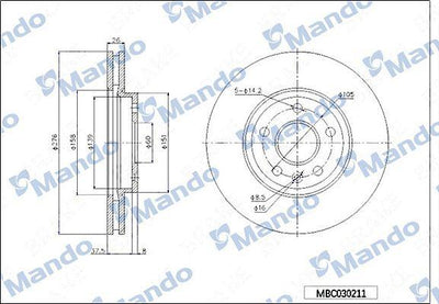 Mando MBC030211 Front Brake Disc Astra J Cruze Aveo T300 276mm — Brake Rotors & Drums