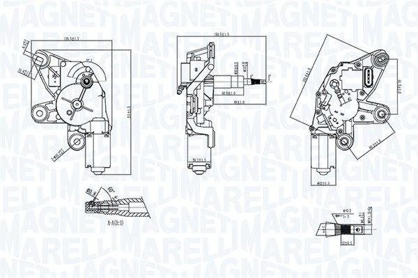 Magneti Marelli 064371100010 Wiper Motor VW Caddy 2004-2015 Rear