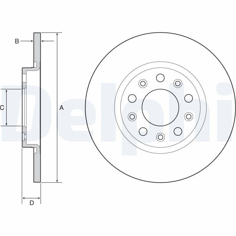 Delphi BG4960C Rear Brake Disc Jeep Cherokee (Kl) 2.0 Crd 14- — Brake Rotors & Drums