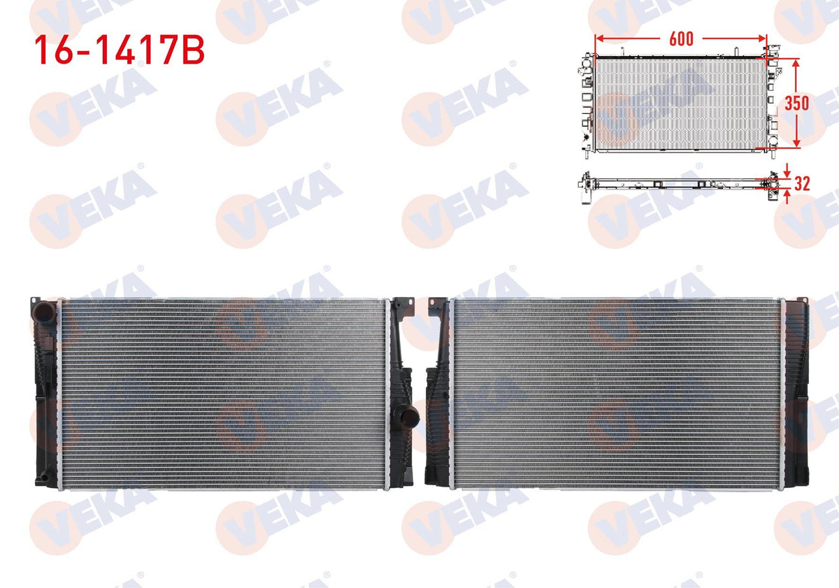 Veka 16-1417B Su Radiator Brazing 6mm Fın BMW 5 Series (F10) 520 i A-T / M-T 2010 — Radiators & Fans