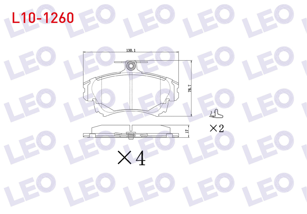 LEO L10-1260 Brake Pad Front Volvo S40 I 1.6i 16V 1995-2003 / 1.8i 16V 1995-2003 / 1.9 TD 1995-2003 / Mitsubishi Carisma 1.9 DiD 1995-2006 / Colt VI 1.3 15 Rim 2002-2012 / Colt VI 1.5 15 Jan