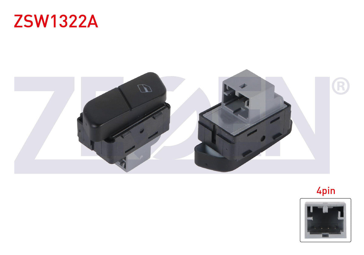 Zegen ZSW1322A Glass Release Switch Right Single 4 Pin Volkswagen Polo 2001-2012 — Switches & Relays
