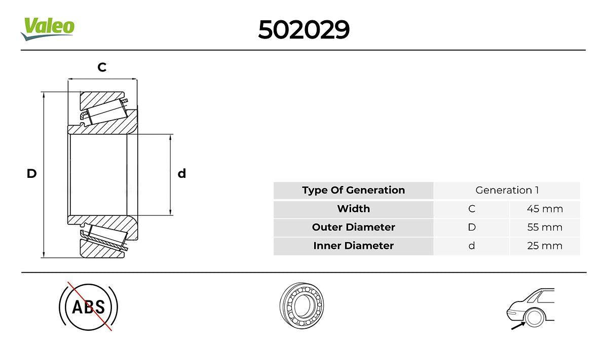 Valeo 502029 Rear Wheel Bearing Kit Renault Megane 1.5 2003-08-2010-12 > — Wheel Bearings