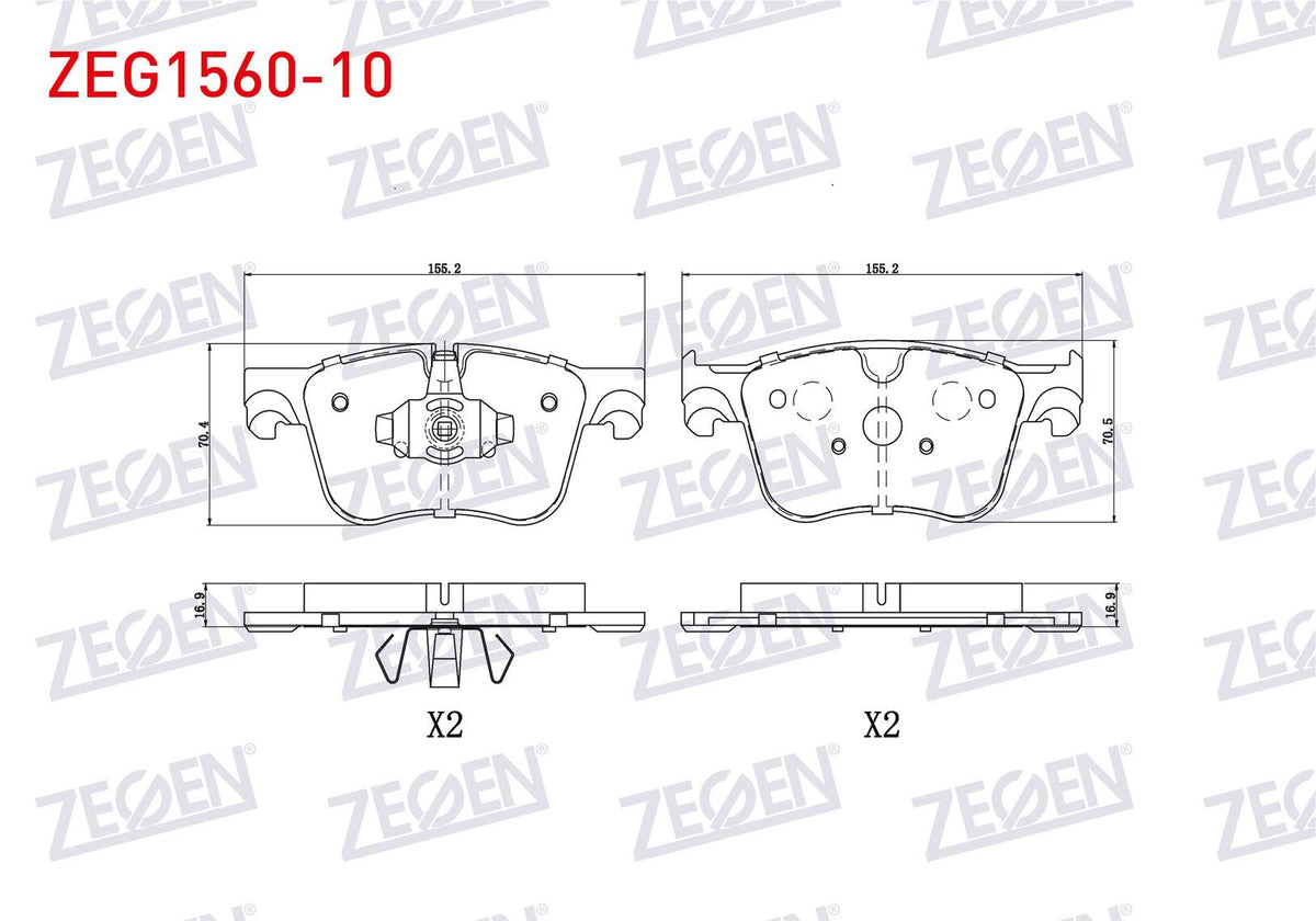 Zegen ZEG1560-10 Brake Pad Front Peugeot 3008 16-/ 508 II 18-/ 5008 II 16-/ Partner 18-/ Rifter 19-/ Toyota Proa — Brake Pads