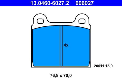 ATE 13.0460-6027.2 Brake Pad Front Taunus 76 > W115 911 73 > — Brake Pads