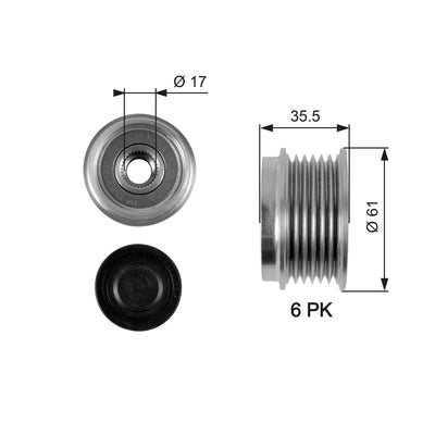 Gates OAP7100 Alternator Pulley Antara-Captiva 2.0D 16V Z20DMH/Z20S, Epica 2.0D — Starting & Charging