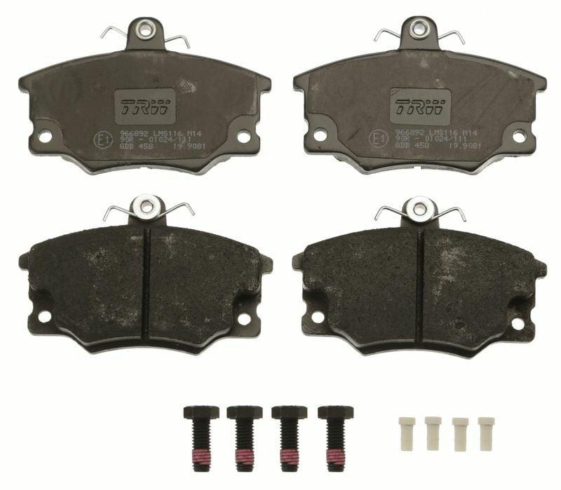 trw gdb458 brake pads for tempra tipo 2.0 front view, trw gdb458 brake pads technical specifications, trw gdb458 brake pads with accessories TRW Brake Pads GDB458 - Front for Tempra Tipo 2.0 | High Performance TRW GDB458 Brake Pads - Front for Tempra Tipo 2.0 trw, gdb458, brake-pads, tempra-tipo-2-0, front-brake-pads, car-parts, high-performance, automotive, mechanics, ai-generated