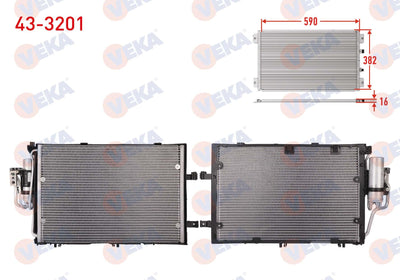 Veka 43-3201 A/C Condenser Opel Corsa C 1.4 M-T 2001-2006 — Condensers & Evaporators