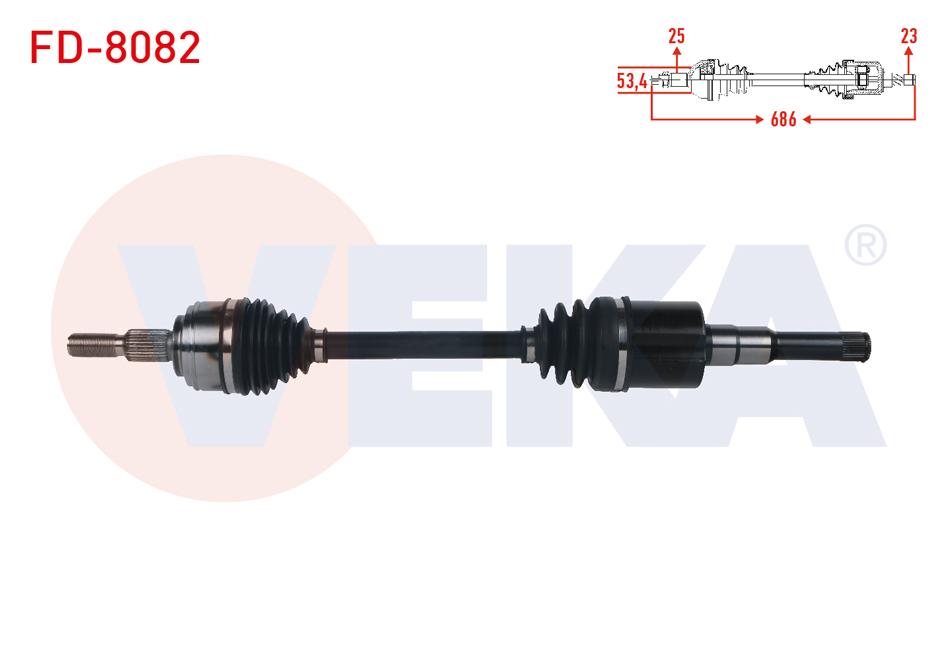 Veka FD-8082 Complete Axle Left Front Length 686mm Ford Focus IV 1.5 TDCi A-T 8 Speed 2018