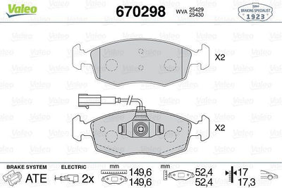 Valeo 670298 Brake Pad Front Punto Evo 500 1.2 1.4 — Brake Pads