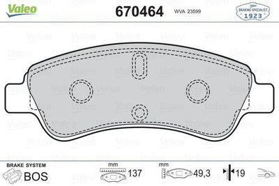 Valeo 670464 Brake Pad Front 02-206-207-208-301-307-2008-C2-C3-C4-Partner-Berlingo — Brake Pads