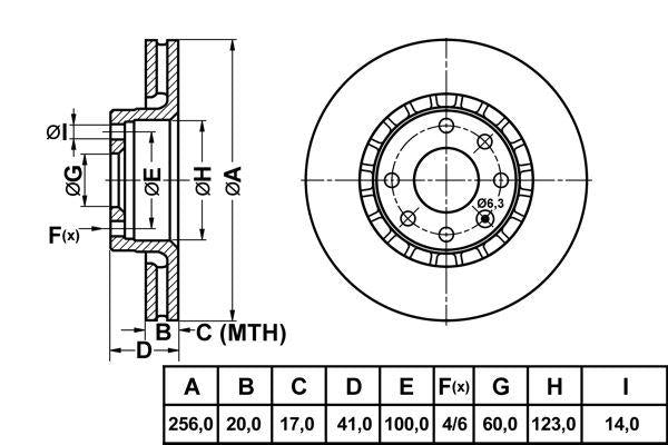 MGA 50167 Brake Disc Front Air Grooved 256-4 (Opel: Astra F-Sw Vectra A Tigra 92-98) — Brake Rotors & Drums