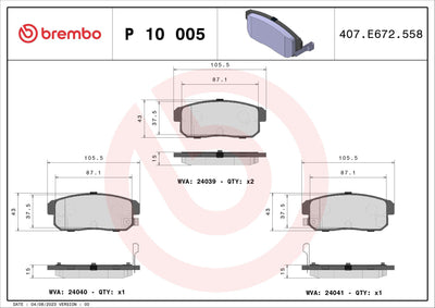 Brembo P10005 Brake Pad Rear Low-Met Chevrolet — Brake Pads
