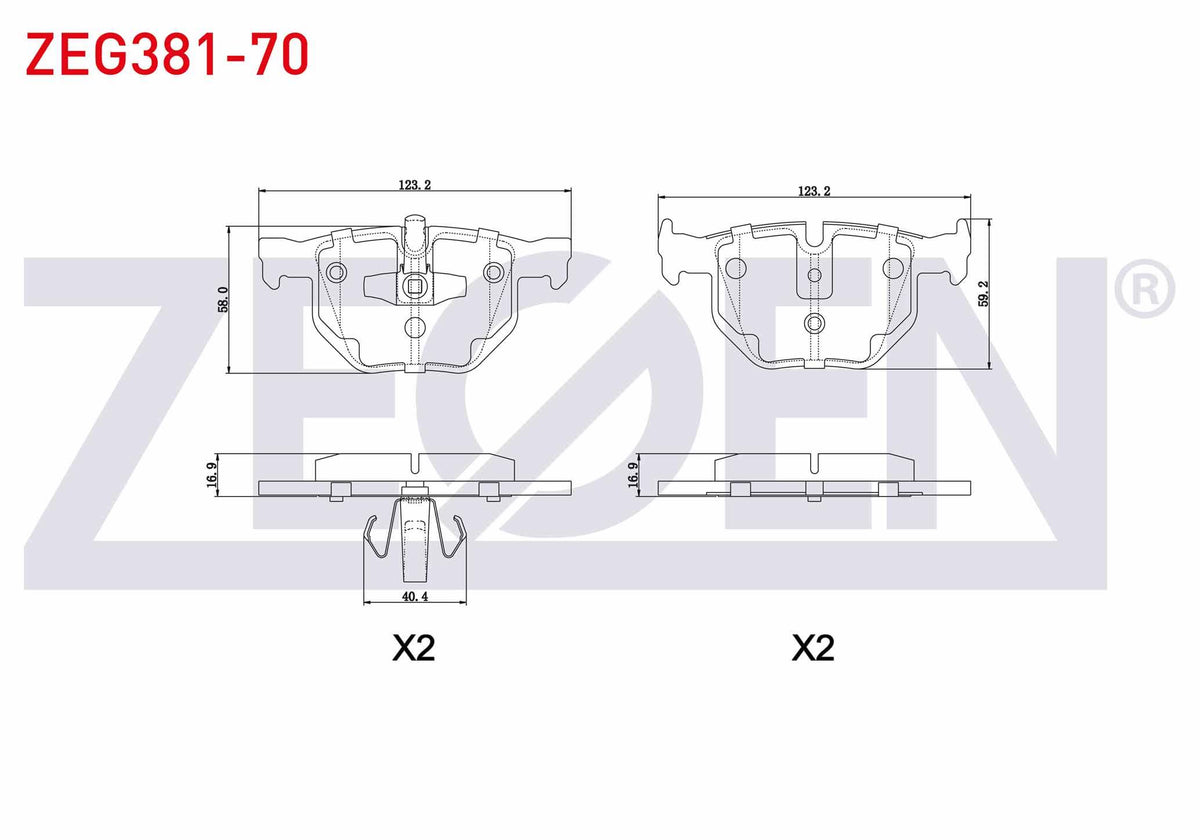 Zegen ZEG381-70 Brake Pad Rear BMW 3 Series (E90) 318 Cl 2005-2011 / (E90) 320 i 2005-2011 / (E90) 320 D 2005-20 — Brake Pads