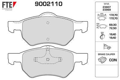 Fte 9002110 Front Brake Pad Chrysler Grand Voyager III IV — Brake Pads