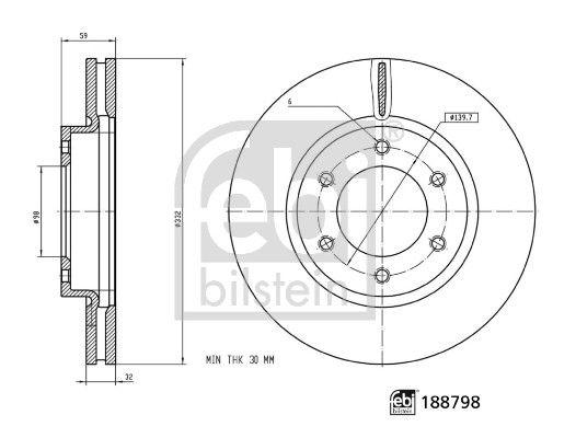 Febi Bilstein 188798 Brake Disc Front Ranger Bm 19 — Brake Rotors & Drums
