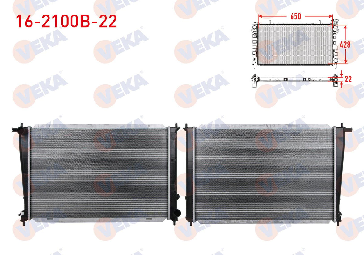 Veka 16-2100B-22 Su Radiator Brazing Thickness 22mm Hyundai Starex 2.5 TD M-T 1997-2007 — Radiators & Fans