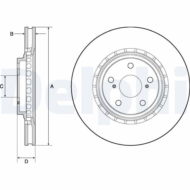Delphi BG4691C Brake Disc (Twin Pack)-Painted, Drilled
