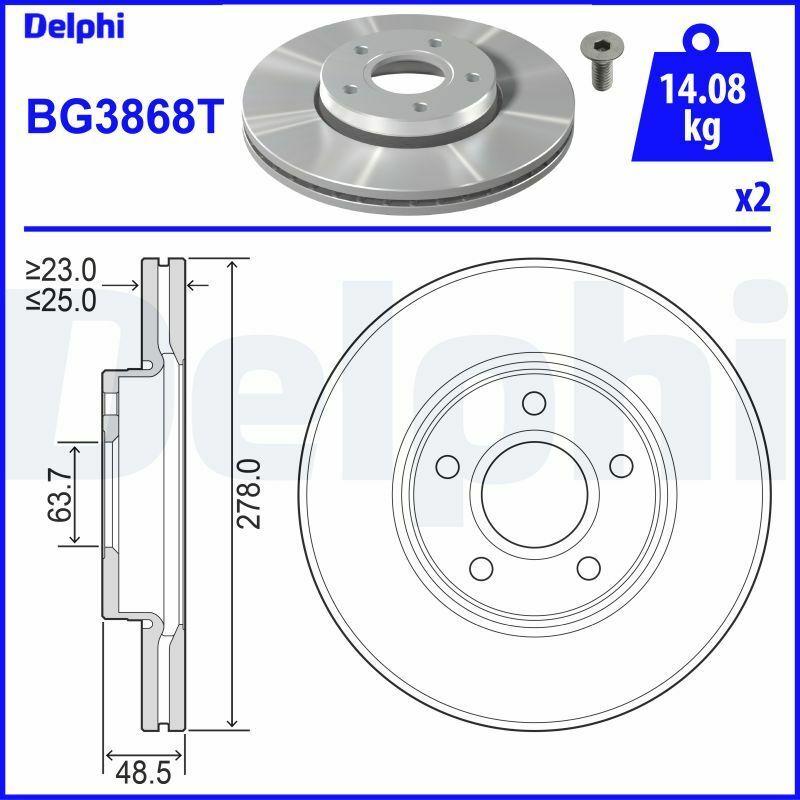 delphi disk rotor for ford focus 2005-2008, 278mm disk rotor front view, delphi bg3868t brake rotor specifications DELPHI Disk Rotor for 2005-2008 Ford Focus 1.4-1.6 | 278mm Diameter | 1 Unit DELPHI Disk Rotor for 2005-2008 Ford Focus - 278mm delphi, brake-rotor, ford-focus, disk-rotor, car-parts, vehicle-maintenance, car-owners, mechanics, automotive-parts, ai-generated