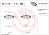 BREMBO P61112 Front Brake Pads - Peugeot 508 Owners