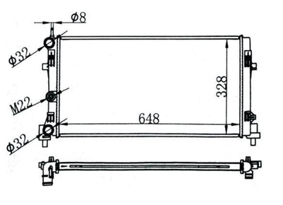 MGA 80552 Su Radiator Mechanical VW Polo A1 Ibiza Toledo Fabia Rapid Roomster 1.0-1.6 TSI/TDI 09> (648x326x23)