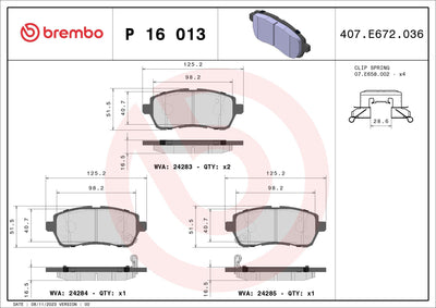 Brembo P16013X Brake Pad Front Xtra (Suzuki Swift 10 / Swift 1.4 17 / Baleno 16 / Daihatsu Materia 06 /) — Brake Pads