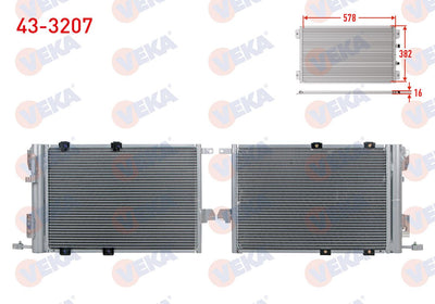 Veka 43-3207 A/C Condenser Opel Astra G (F69) 1.4 16V 1998-2005 — Condensers & Evaporators