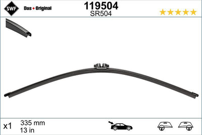 Valeo 119504 Wiper Blade Swf Rear 335mm (VW Polo 02- Golf V 03 -) — Wipers