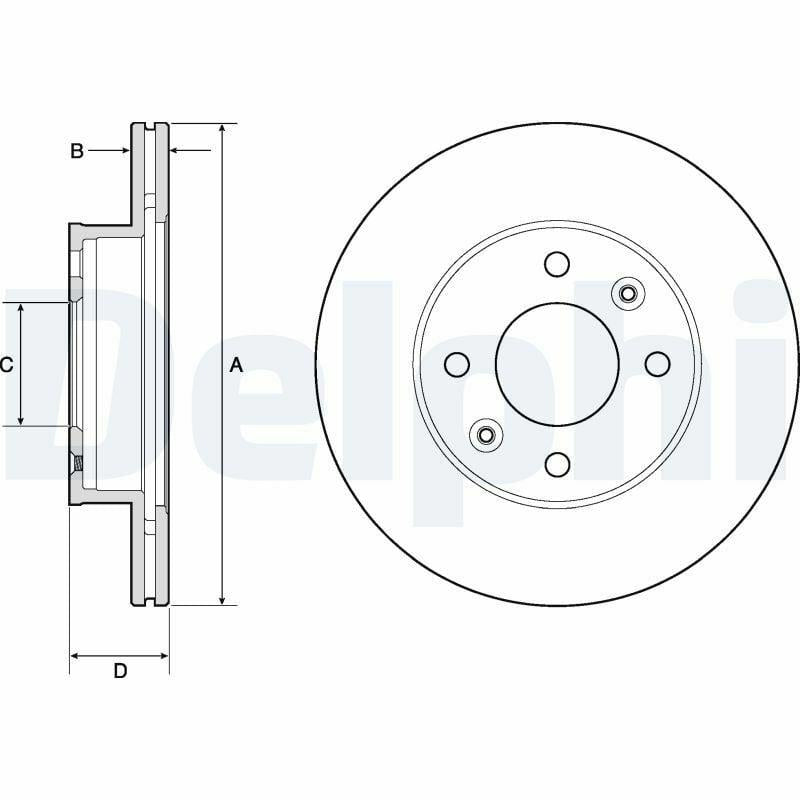 Delphi BG3935C Brake Disc - Ventilated Design for 2004 Picanto & i10 — Brake Rotors & Drums