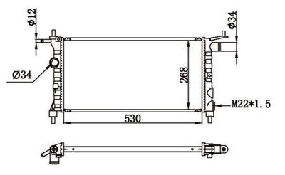 MGA 80165 Water Radiator Mechanical (Opel: Corsa B Combo B 1.2 1.4 Nac) 530×285×23 — Radiators & Fans