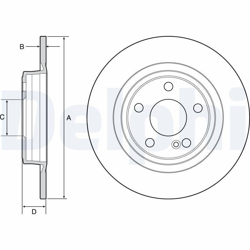 Delphi BG4558C Brake Disc Rear Mercedes A/B Series (W176) A220 A250 B220 B250 12-18 — Brake Rotors & Drums