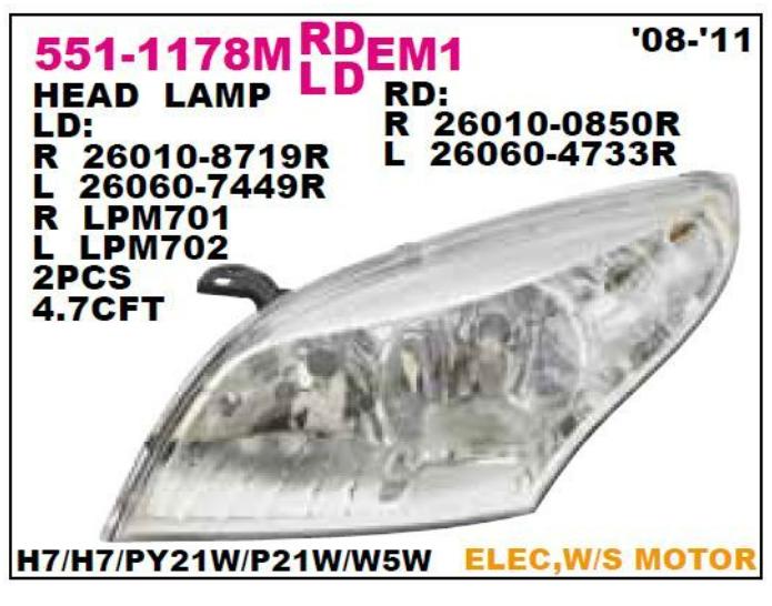 DEPO Left Headlight Chrome for Renault Megane III 2008-2011 - Electric Operation — Headlights