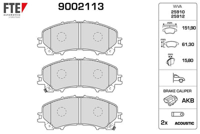 Fte 9002113 Brake Pad Front Nissan X-Trail 1.6 DiG T 1.6 dCi 2015- X Trail 2.0 dCi 2016- (7 Koltuk) — Brake Pads