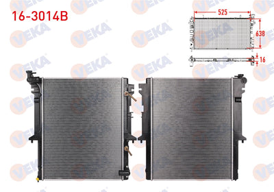Veka 16-3014B Water Radiator Brazing Mitsubishi L 200 (Kbt,Kat) 2.5 DiD A-T 2004 — Radiators & Fans