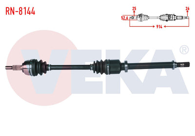 Veka RN-8144 Complete Axle Right Front Length 914mm Renault Scenic II 16i 16V — Axles, CV Joints & Boots