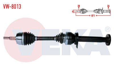 Veka VW-8013 Complete Axle Right Front Volkswagen Transporter V (7Ha, 7Hh and 2 more models — Axles, CV Joints & Boots