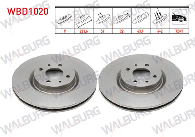 WALBURG WBD1020 Brake Disc Front Air 4 Bjn 283,6X22x59x43 — Brake Rotors & Drums