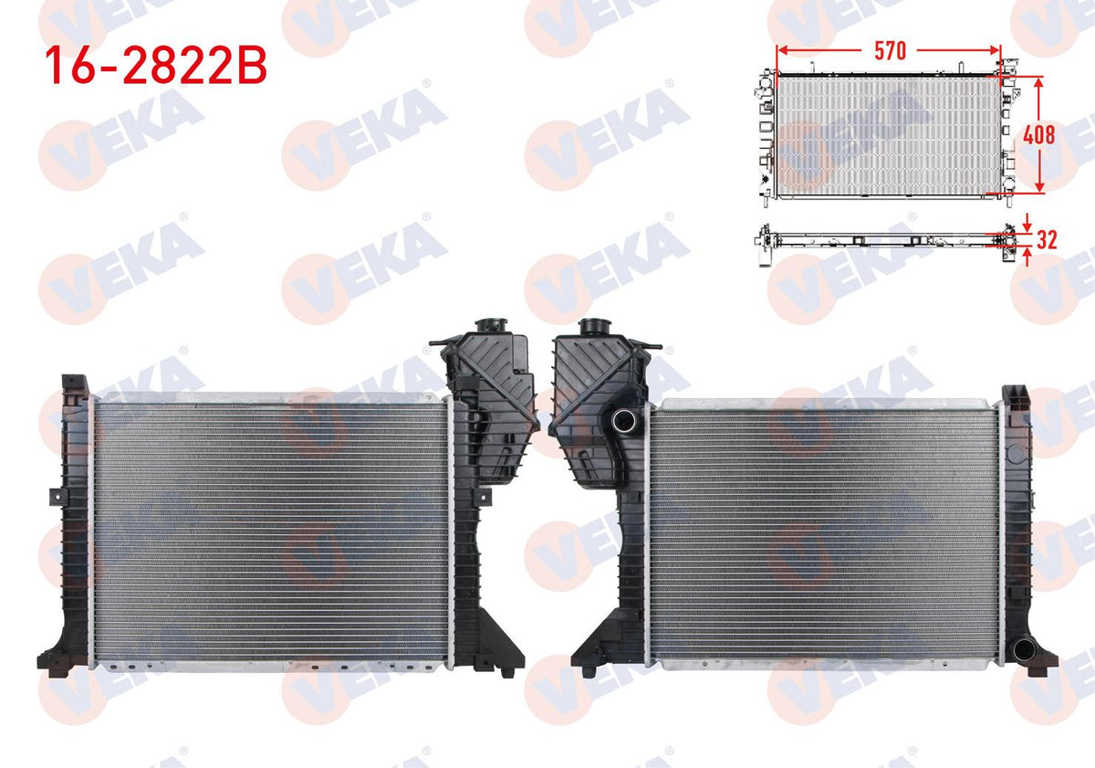 Veka 16-2822B Su Radiator Brazing Mercedes Sprinter (W901) 208 D Short Body M-T Ac-1995-2000 — Radiators & Fans