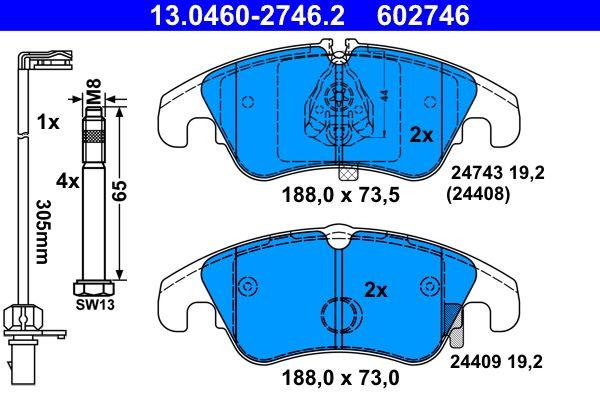 ATE 13.0460-2746.2 Front Brake Pad A4 1.8 / 2.0 / 3, 2 S4 2.0 / 2 and 5 more models — Brake Pads