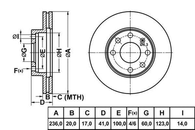 MGA 50133 Brake Disc Front Air Grooved 236-4 Opel Vectra A Astra F Corsa B — Brake Rotors & Drums
