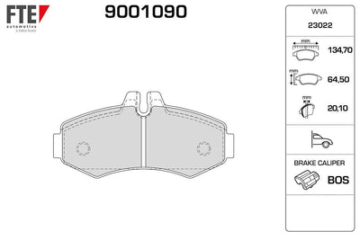 Fte 9001090 Front Brake Pad. W638. Vito. 1996-03. 23022 — Brake Pads