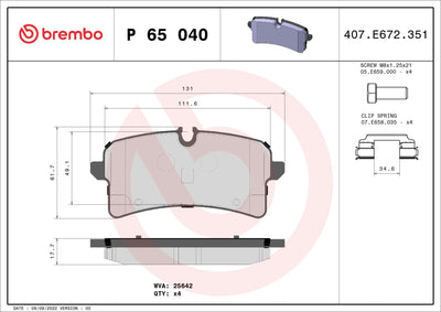 Brembo P65040 Brake Pad Rear Low-Met Porsche — Brake Pads